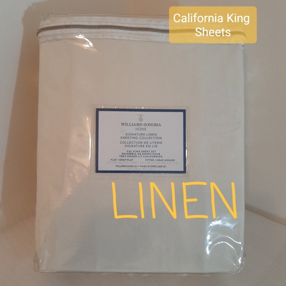 Williams Sonoma Signature Linen California king Ivory sheet set